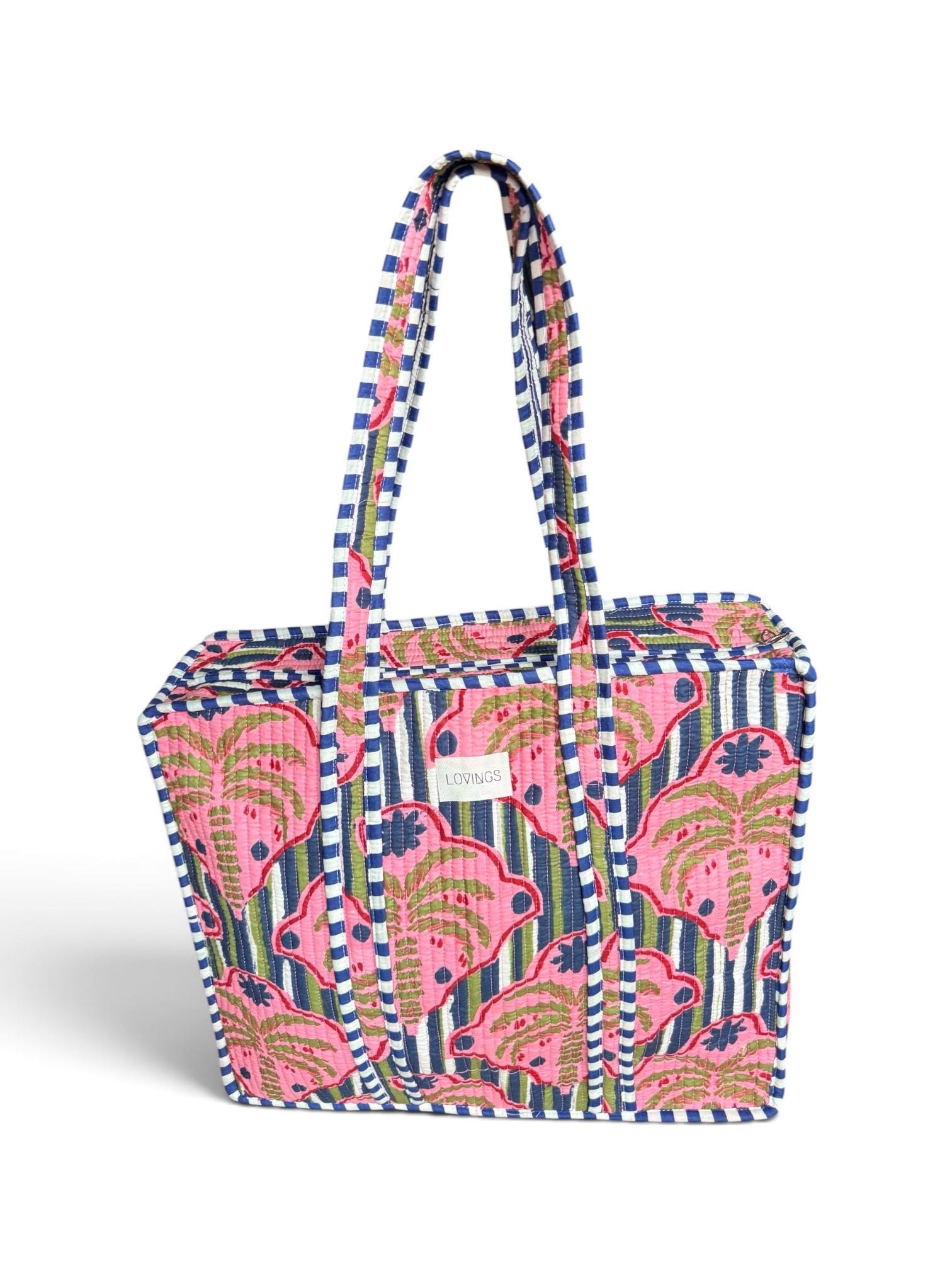 Palm Paradise Blue - Tote Bag met Rits