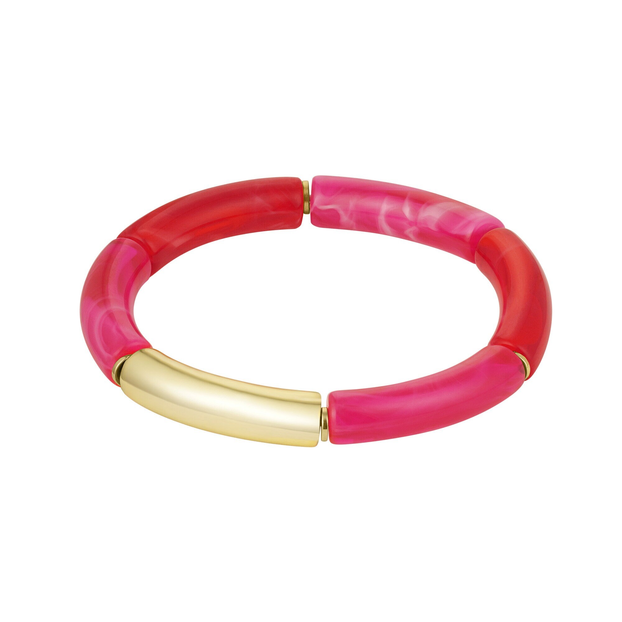 Tube armband rood/roze
