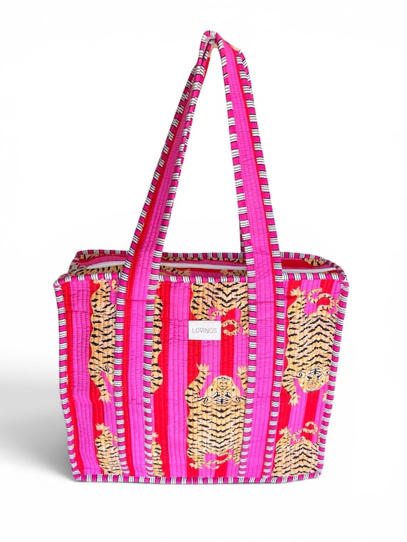 Pink Tiger Stripe - Tote Bag met Rits