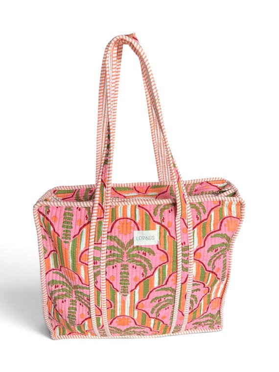 Palm Paradise Pink - Tote Bag met Rits