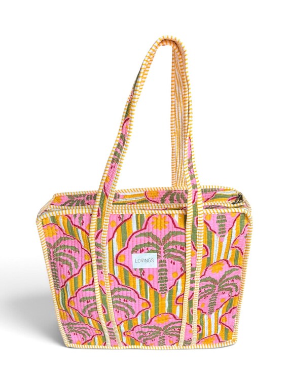 Palm Paradise Yellow - Tote Bag met Rits