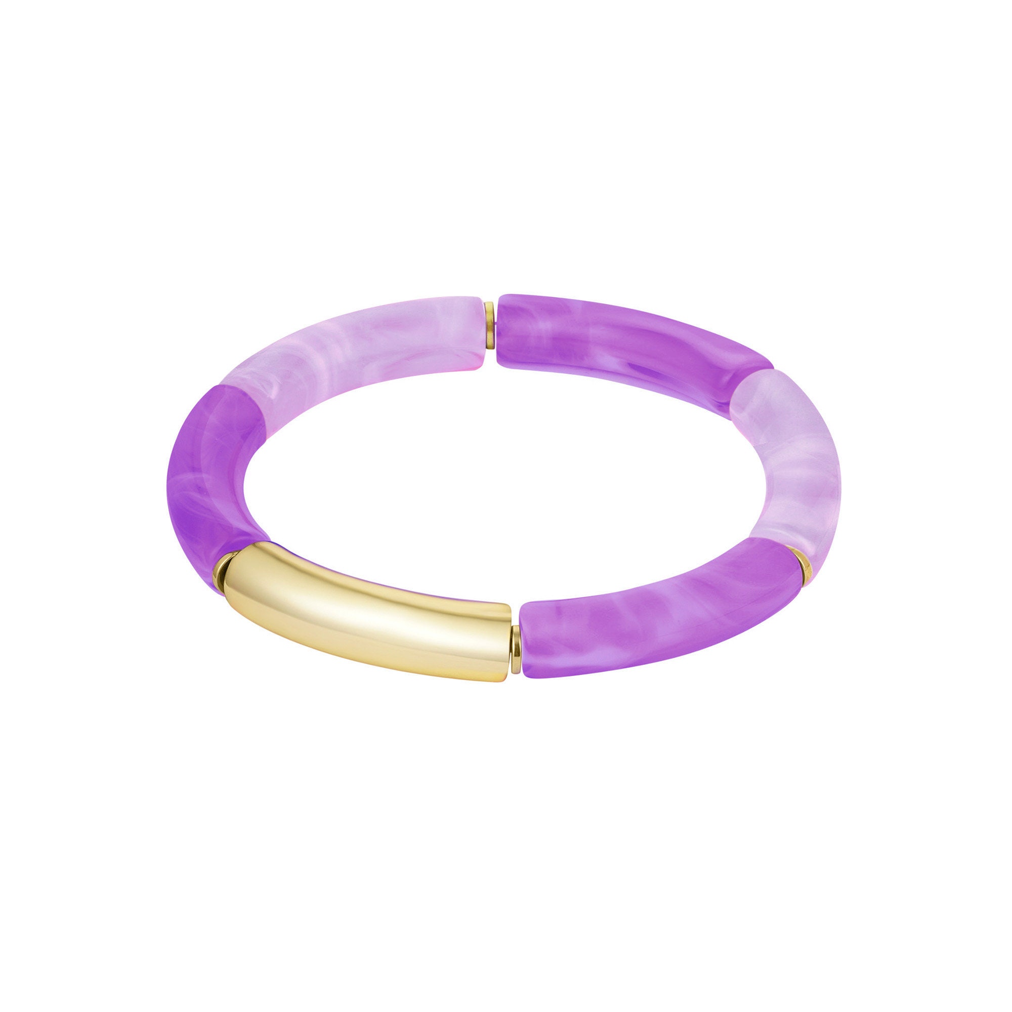 Tube armband paars/goud