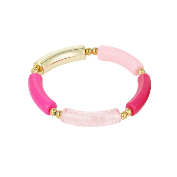 Tube armband roze/goud