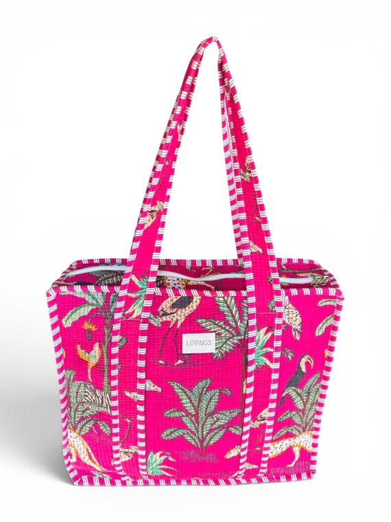 Pink Jungle - Tote Bag met Rits