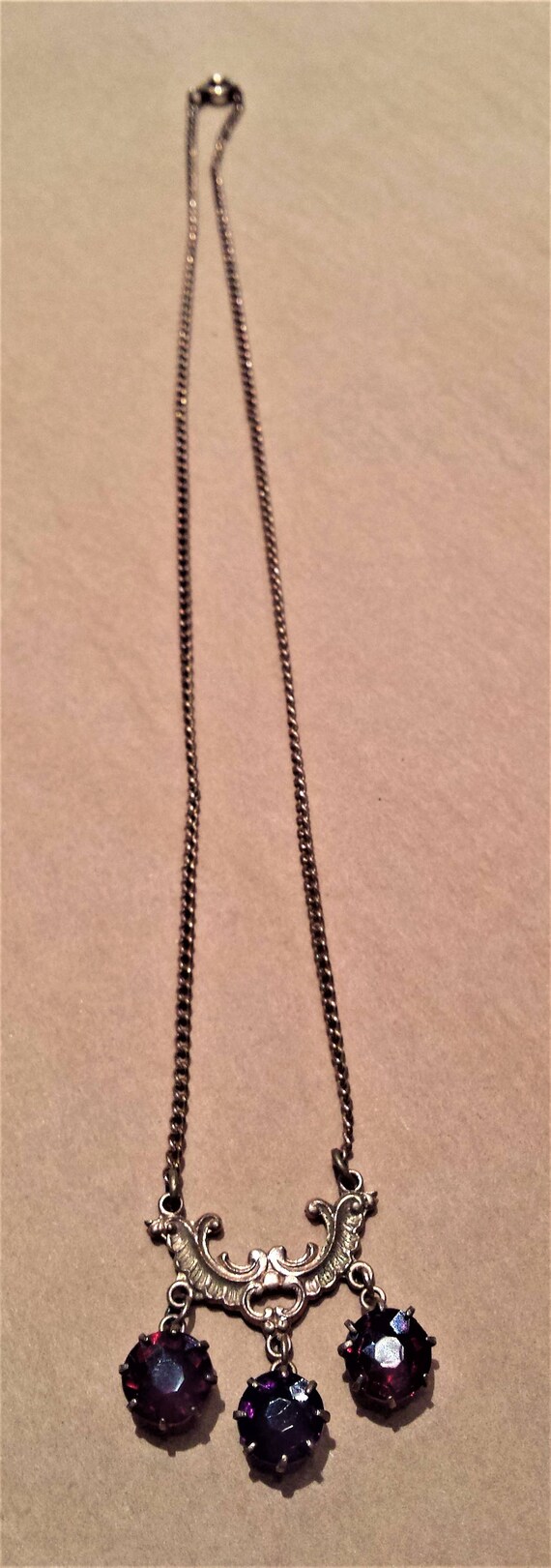 Victorian, Gold Filled and Red Paste Necklace