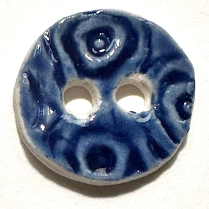 Blue delight. 3/4-inch, handmade fine English porcelain ceramic pottery sewing knitting buttons cobalt navy blue, nautical, Fourth of July