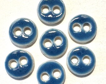 RESERVED for PATRICIA: Sky blue .56-inch handmade fine English porcelain buttons glossy sewing knitting dressmaking crochet crafts