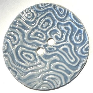 Jumbo 2.40-inch handmade porcelain ceramic artisan extra-large sewing button blue & white fascinating texture artisan collectible dated 2024