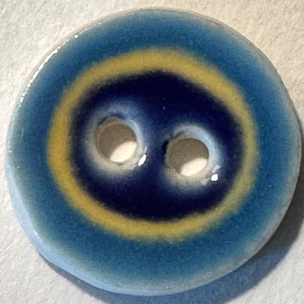 Joy of color! 7/8-inch handmade fine English porcelain ceramic buttons sky blue navy blue butter yellow sew knit dressmaking crafts nautical