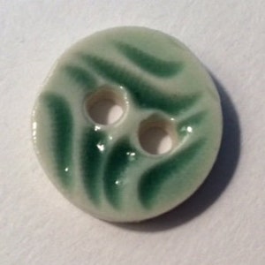 Sweet .75-inch, spearmint green and white handmade fine porcelain ceramic pottery buttons, Christmas, holiday, sewing, nice texture