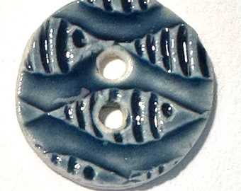 Alegre, 1 pulgada, patrón de peces, botones de costura de cerámica de porcelana inglesa fina hechos a mano, azul brillante, náutico, orilla del mar, playa