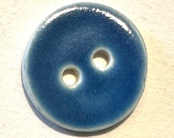 RESERVED for PATRICIA: Sky blue 1-inch handmade fine English porcelain button glossy sewing knitting dressmaking crochet crafts