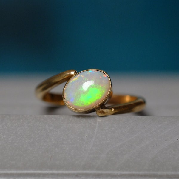 Antique Art Nouveau 9ct Gold Opal Crossover Ring