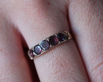 Rare Early Antique Georgian 22ct Gold Garnet Posy / Posie Ring "In Love Abide Till Death Divide"