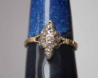 Antique Georgian 18 Carat Gold & Silver Rose Cut Diamond Cluster Ring