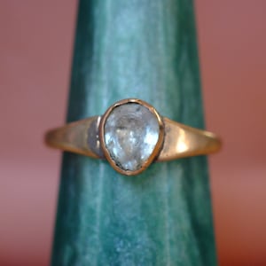 Antique Georgian Gold Filled Foiled Pear Shaped Blue Topaz Locket Ring