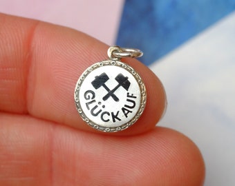 Antique German Silver & Enamel Glückauf / Good Luck Charm