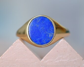 Vintage 9ct Gold & Lapis Lazuli Signet Ring