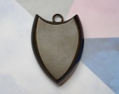 Antique Victorian Vulcanite Shield Memento Locket, circa 1880