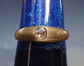 Antique 14ct Gold Yellow Rose Cut Diamond Solitaire Ring, circa 1900