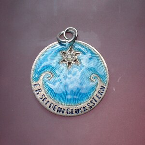 Antique German Silver Enamel this Be Your Lucky Star Charm Etsy India