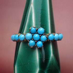 Antique Early Victorian Turquoise Glass Forget Me Not Eternity Ring