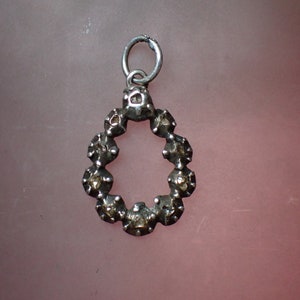 Dainty Antique Georgian Silver Rose Cut Diamond Wreath Pendant