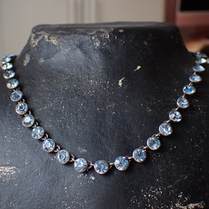 Petite Vintage Silver Aquamarine Paste Rivière Necklace