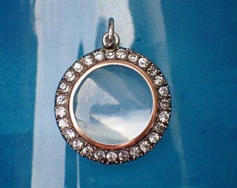 Pretty Antique European Silver & Foiled Paste Locket Pendant