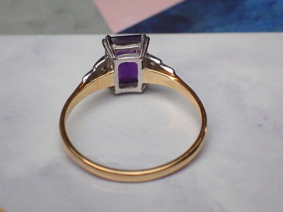 Vintage Art Deco 18ct Gold Platinum Amethyst & Di… - image 8