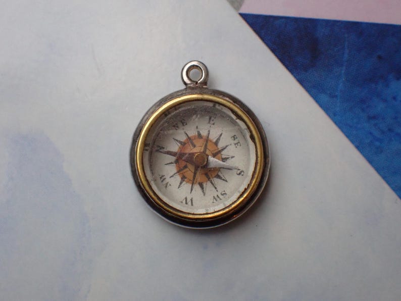 Compass Gold Casing Antique Late Victorian Silver Compass Charm Pendant - Etsy UK