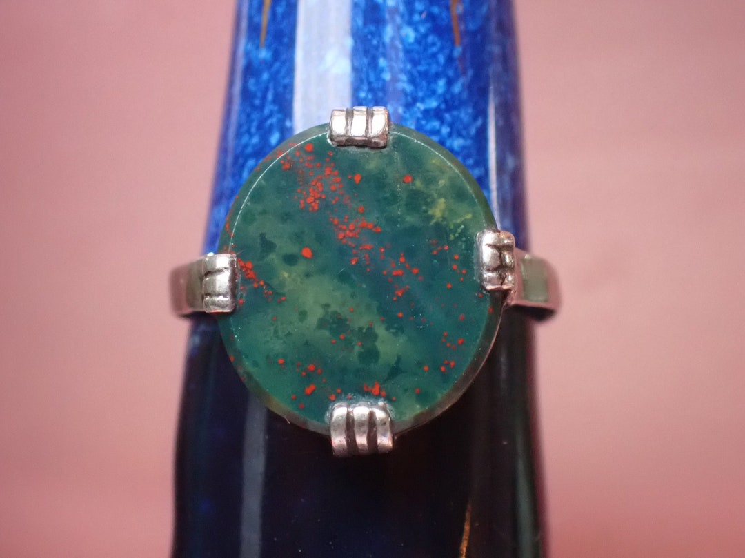 Vintage Silver Bloodstone Ring Etsy
