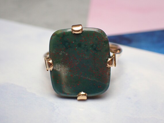 Antique 9ct Gold & Bloodstone Signet Ring - image 6