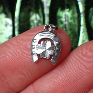 Vintage German Silver Lucky Horse Shoe & Four Leaf Clover Charm