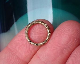Georgian Split Ring, Antique Gold Filled Connector Chased Decoration