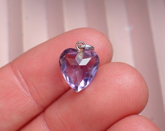 Cute Vintage Faceted Amethyst Heart Charm