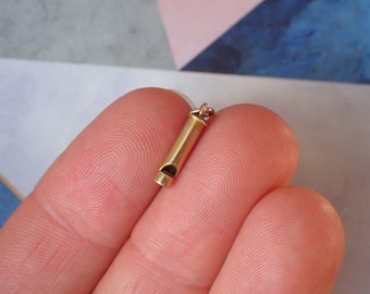 Antique 9ct Gold Miniature Whistle Charm Pendant c1900