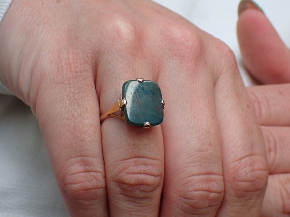 Antique 9ct Gold & Bloodstone Signet Ring - image 5