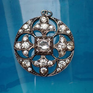 Pretty Antique European Silver Foiled Paste Pendant
