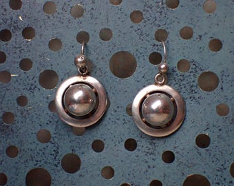 Rare Vintage Sterling Silver Charles Horner Saturn Drop Earrings