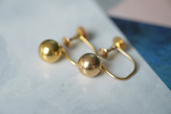 Antique Late Victorian 9 Carat Gold Orb Screw Ear… - image 4
