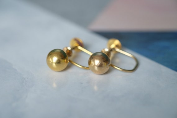 Antique Late Victorian 9 Carat Gold Orb Screw Ear… - image 3