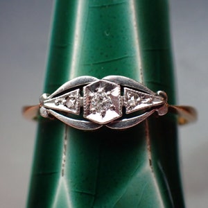 Antique Art Deco 18ct Gold & Platinum Diamond Trilogy Ring