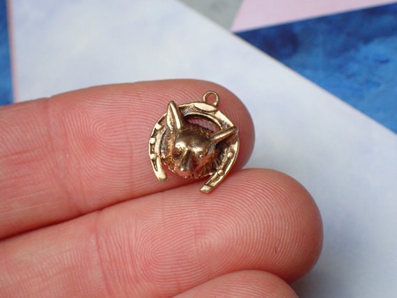 Vintage 1960's 9ct Gold Lucky Horse Shoe & Fox He… - image 8