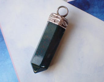 Antique Victorian Silver & Bloodstone Barrel Pendant
