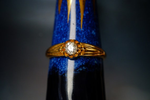 Antique Victorian 18ct Gold Old Cut Diamond Solit… - image 2