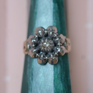 Antique Georgian Gold & Silver Rose Cut Diamond Cluster Ring, circa 1820