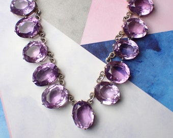 Beautiful Antique Silver Amethyst Riviere Necklace