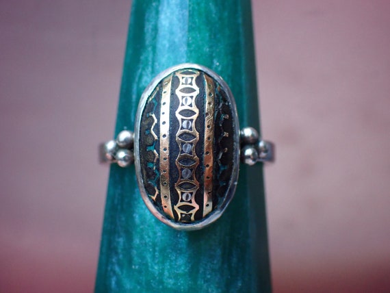 Unusual Antique Silver & Inlaid Gold Piqué Shell … - image 1