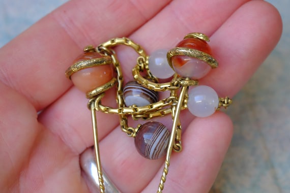 Unusual Antique Victorian Gilt Snakes & Agate Clo… - image 10